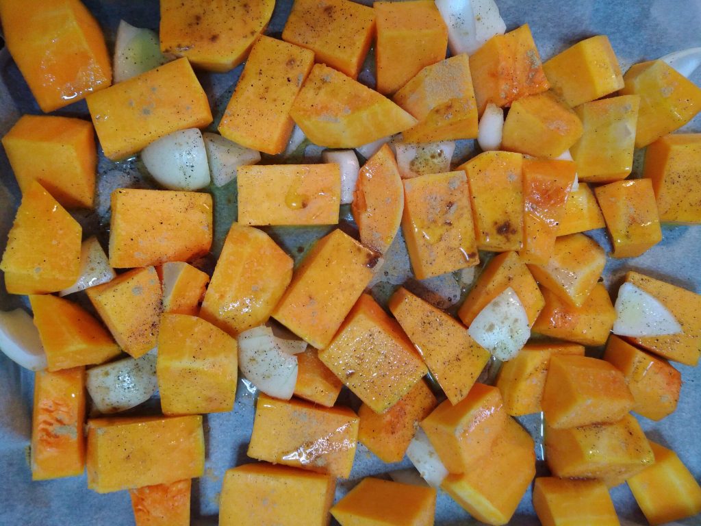 Calabaza, cebolla, ajo crudos